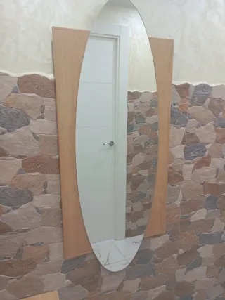 Mueble recibidor espejo y cajonera madera