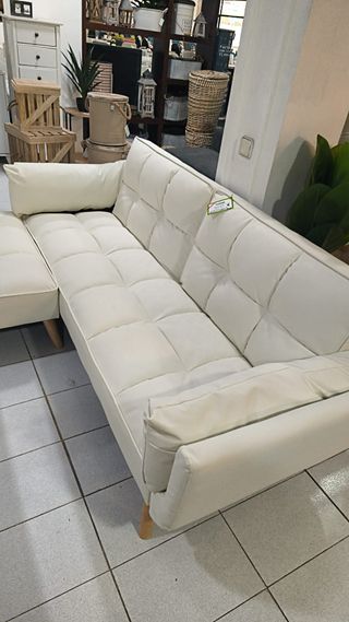 Sofá Cama Blanco Nuevo + Puff