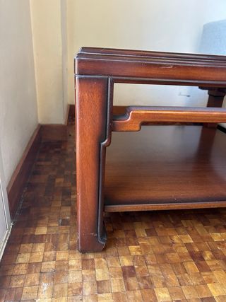 Mesa auxiliar madera y cristal vintage