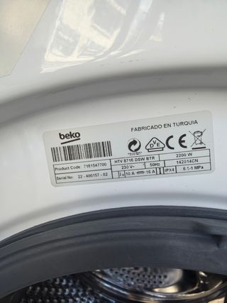 Lavadora Secadora Beko 8/5kg 1400rpm A+ - Envio