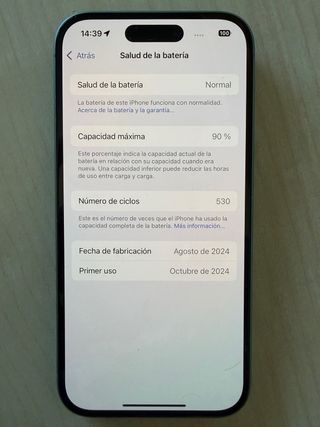 iPhone 16 90% Salud de batería