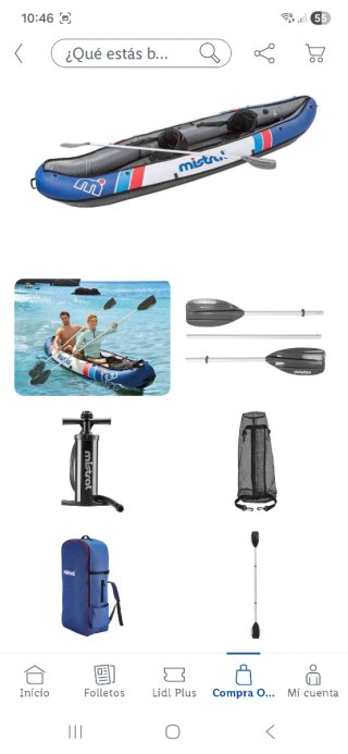 Kayak hinchable  para 2 personas con remo