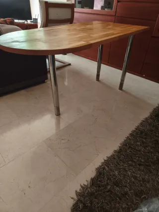 Mesa Cocina Madera y Metal Regulable en altura