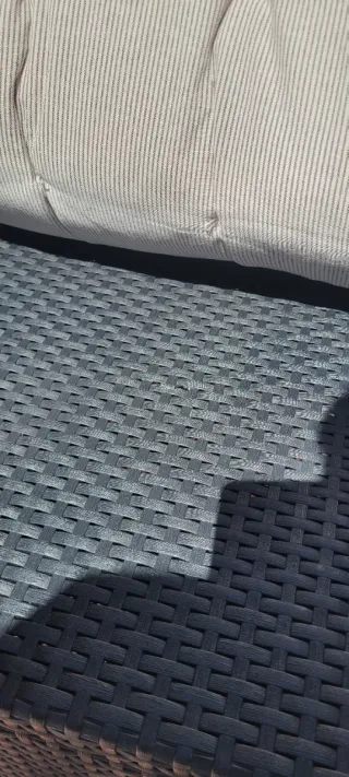 2 Sillones jardín efecto ratán gris con mesa