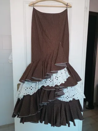 Traje Flamenca Marrón y Naranja