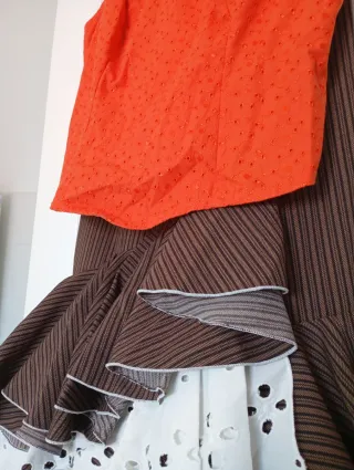 Traje Flamenca Marrón y Naranja