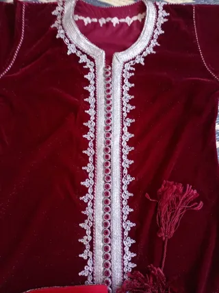 Kaftán Terciopelo Rojo y Plata