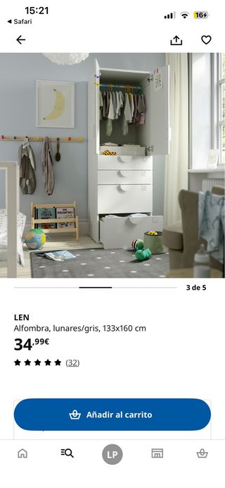 Alfombra IKEA LEN Gris Lunares Blancos