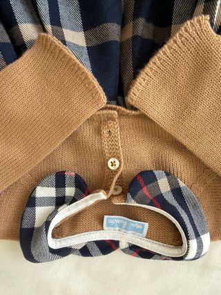 Conjunto bebé vestido y braguita cuadros