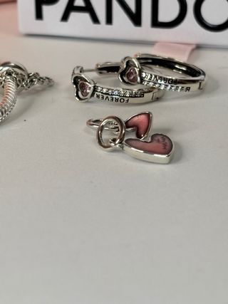 Conjunto Pandora Pulsera, Pendientes y Charm Cor