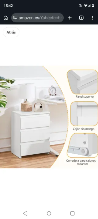 Mesitas de noche 3 cajones blanca