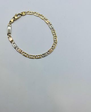 Pulsera Barbada oro combinado 18k. Peso: 9,60gr