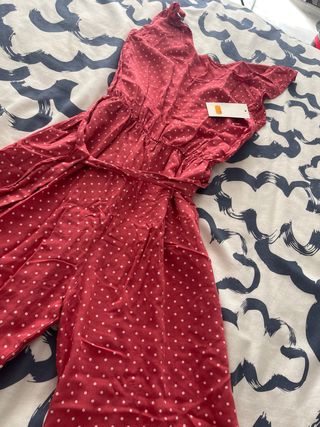 Mono rojo lunares blanco