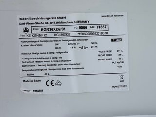 Frigorífico Combi Bosch Inox 185cm No Frost A+