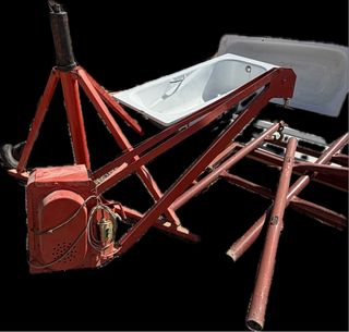 Maquinillo de obra con bañera