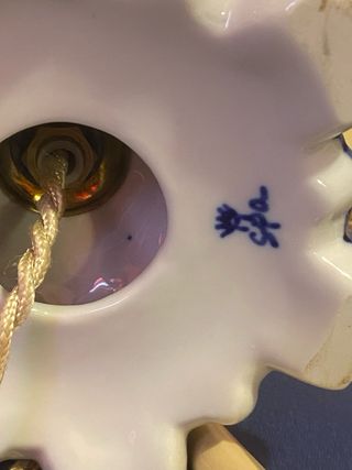 Coppia Lampade Porcellana Blu Bianco