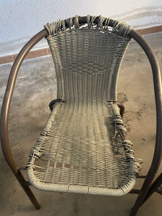 Juego de 2 Sillas de Jardín Mimbre y Metal