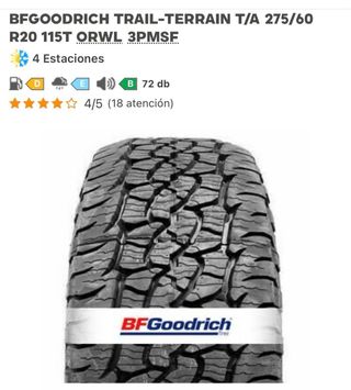 PAREJA NEUMÁTICOS NUEVOS 275 60 20 BFGOODRICH T/A
