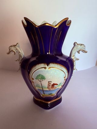 Jarrones vintage azul cobalto porcelana lote