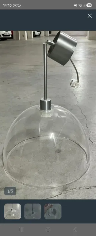 Lámpara colgante transparente y plateada