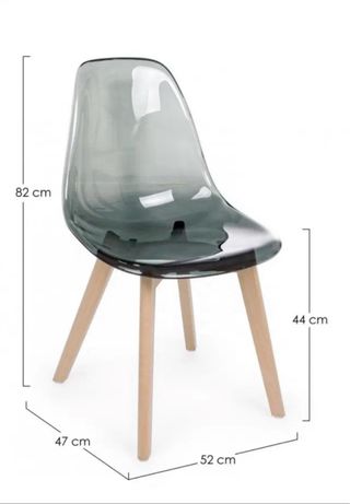 Juego de 2 sillas transparentes, patas madera