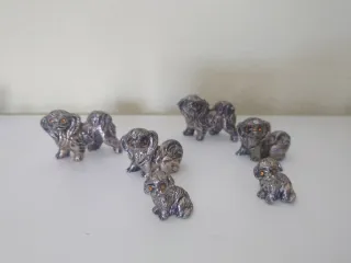 Lote 16 Figuras Metal Plata Vieja y Circonitas