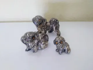 Lote 16 Figuras Metal Plata Vieja y Circonitas
