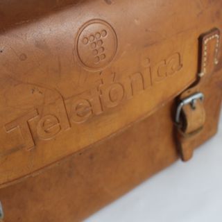 Antiguo Bolso Piel Tecnico Telefonica Herramientas