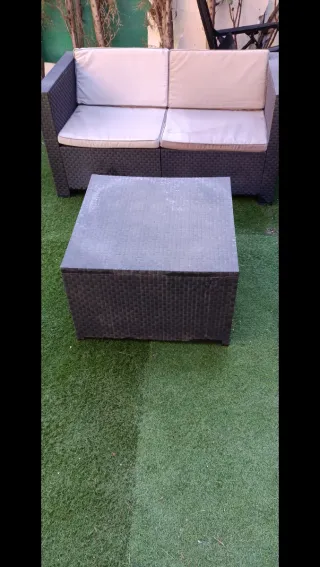 Conjunto Muebles Jardín Ratán Gris y Beige