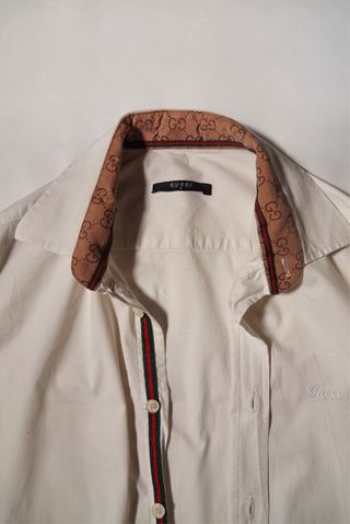 Camisa Gucci Mujer Blanca Original GG Web Stripe S