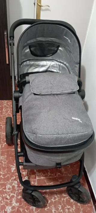 Carrito de bebé gris Asalvo
