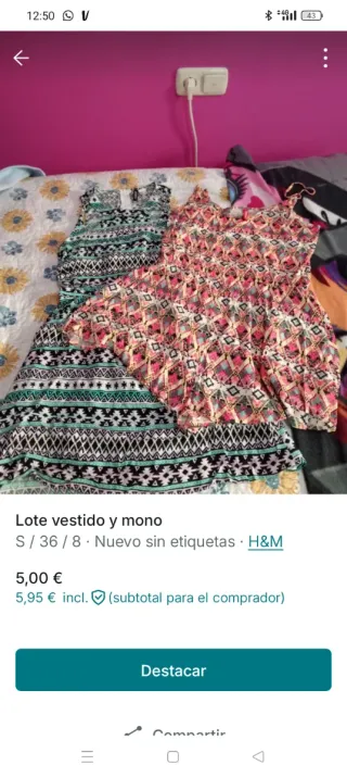 Lote 1 vestido y monos H&M S/36/8