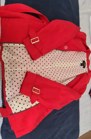 Trench Mango Rojo T XL Forrado Cinturón
