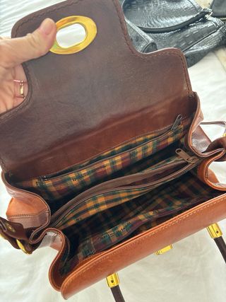 Bolso Marino Orlandi Piel Marrón Naranja