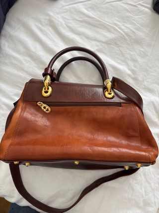 Bolso Marino Orlandi Piel Marrón Naranja