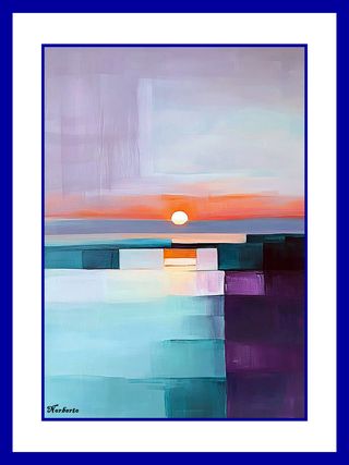 Cuadro Abstracta Cielo y Mar Azul y Morado