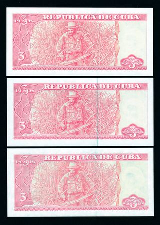 Cuba 3 Pesos 1984-2006 UNC SET DE 9 BILLETES SC