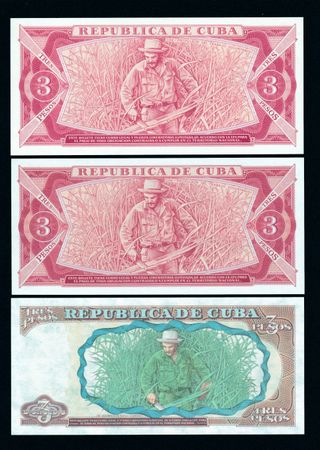 Cuba 3 Pesos 1984-2006 UNC SET DE 9 BILLETES SC