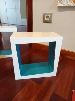 Pack 4 Estanterías Cubo Blanco/Azul