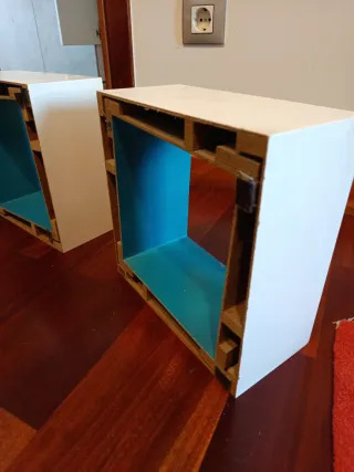 Pack 4 Estanterías Cubo Blanco/Azul