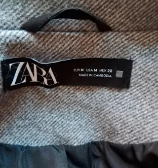 Abrigo Zara Gris Doble Botonadura