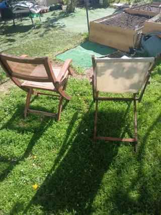 Sillas de madera y tela para campo