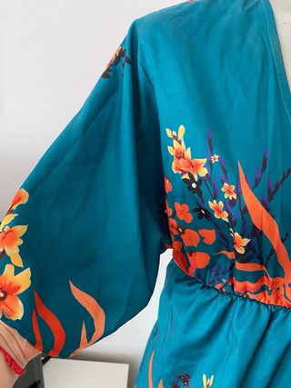 Vestido largo asimétrico kimono