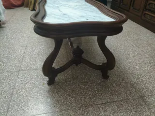 Mesa Centro Clásica Mármol y Madera