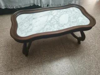 Mesa Centro Clásica Mármol y Madera