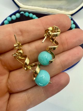 Parure Amazzonite e Oro Argento collana orecchini