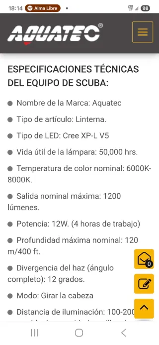 Linterna LED Sumergible