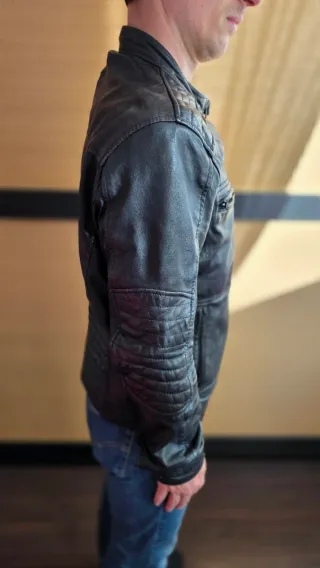 Giacca in pelle uomo nera