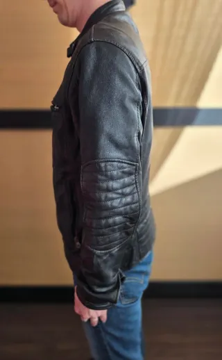 Giacca in pelle uomo nera