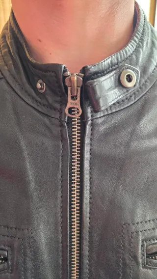 Giacca in pelle uomo nera